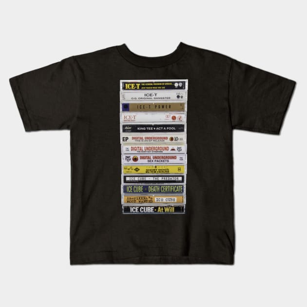 OG West Coast Hip Hop Tapes Kids T-Shirt by HustlerofCultures